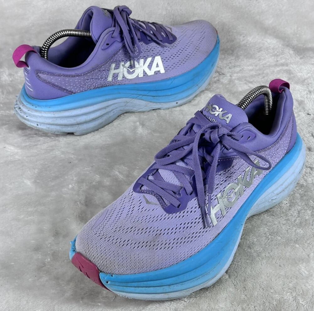 Hoka One One Bondi 8 Shoes Women’s Sz 9.5 B Purple Athletic Running Sneakers